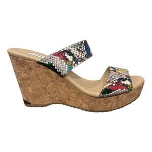 Jimmy Choo Parker Rainbow Snake Print Platform Wedge Sandals 40.5 EU, 10.5 US